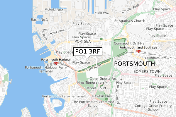 PO1 3RF map - small scale - OS Open Zoomstack (Ordnance Survey)