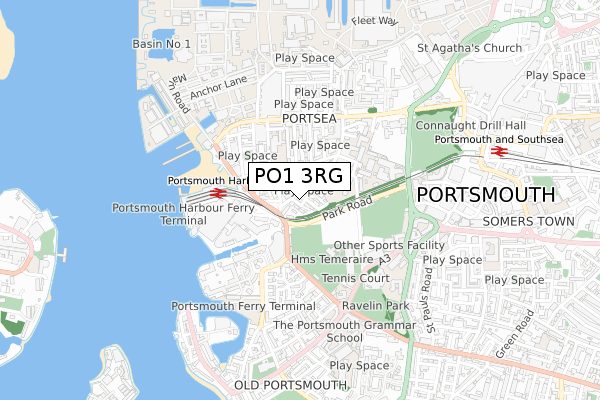 PO1 3RG map - small scale - OS Open Zoomstack (Ordnance Survey)