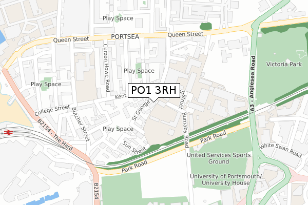 PO1 3RH map - large scale - OS Open Zoomstack (Ordnance Survey)