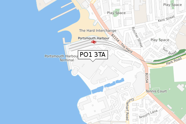 PO1 3TA map - large scale - OS Open Zoomstack (Ordnance Survey)