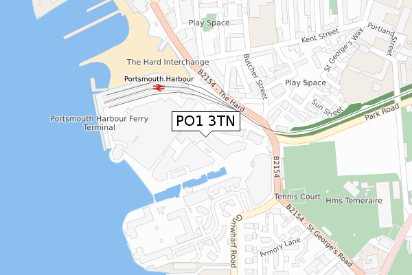 PO1 3TN map - large scale - OS Open Zoomstack (Ordnance Survey)