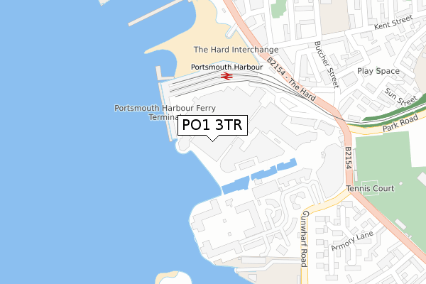 PO1 3TR map - large scale - OS Open Zoomstack (Ordnance Survey)