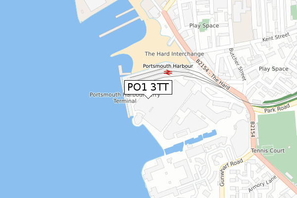 PO1 3TT map - large scale - OS Open Zoomstack (Ordnance Survey)