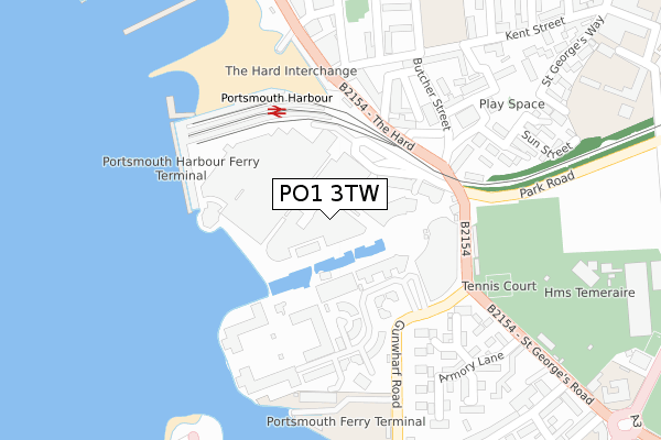 PO1 3TW map - large scale - OS Open Zoomstack (Ordnance Survey)