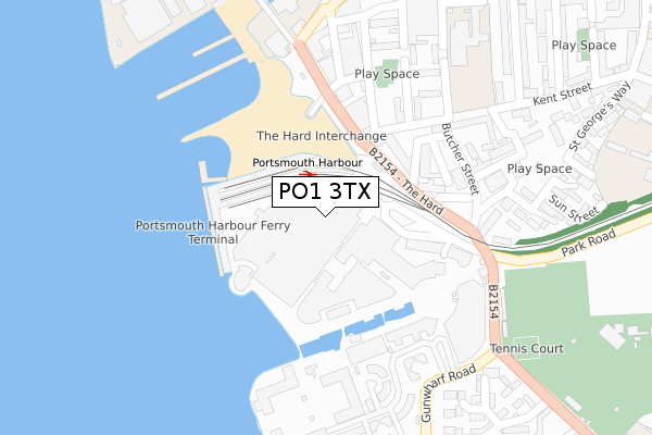 PO1 3TX map - large scale - OS Open Zoomstack (Ordnance Survey)