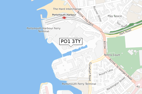 PO1 3TY map - large scale - OS Open Zoomstack (Ordnance Survey)