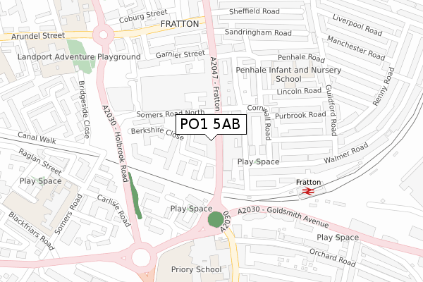 PO1 5AB map - large scale - OS Open Zoomstack (Ordnance Survey)