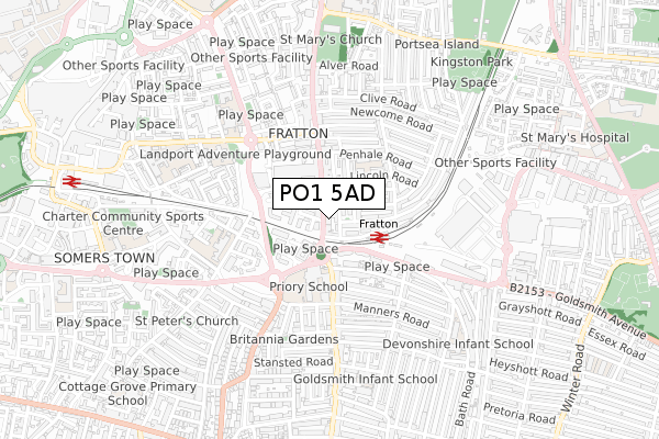 PO1 5AD map - small scale - OS Open Zoomstack (Ordnance Survey)