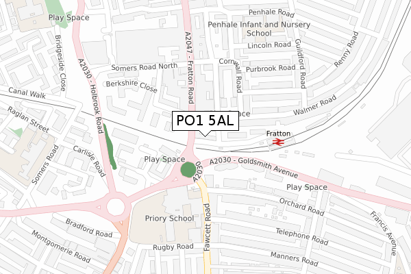 PO1 5AL map - large scale - OS Open Zoomstack (Ordnance Survey)