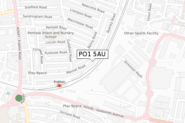 PO1 5AU map - large scale - OS Open Zoomstack (Ordnance Survey)