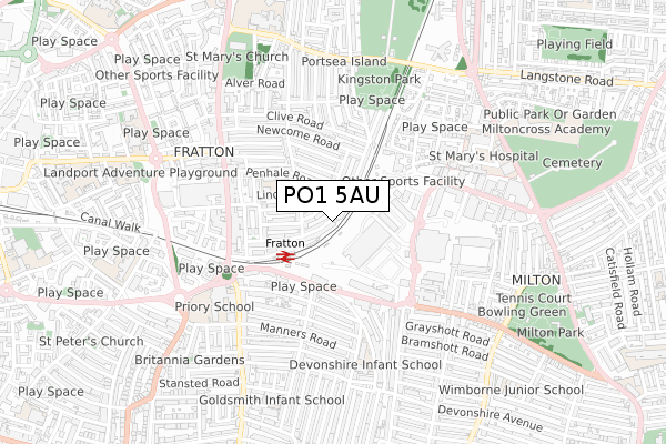 PO1 5AU map - small scale - OS Open Zoomstack (Ordnance Survey)