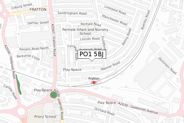 PO1 5BJ map - large scale - OS Open Zoomstack (Ordnance Survey)