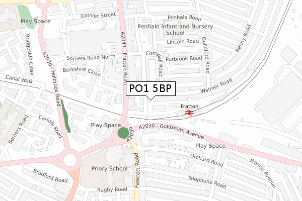 PO1 5BP map - large scale - OS Open Zoomstack (Ordnance Survey)