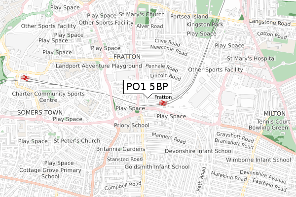 PO1 5BP map - small scale - OS Open Zoomstack (Ordnance Survey)