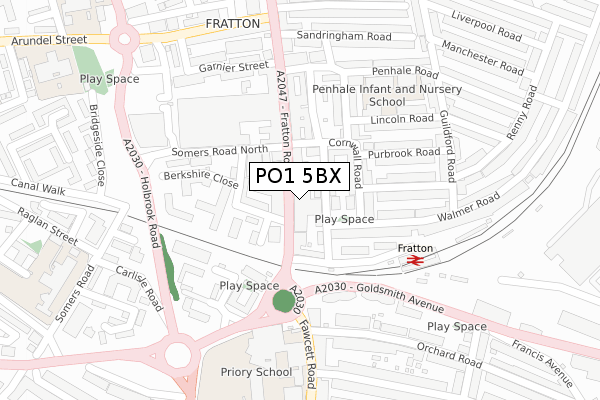 PO1 5BX map - large scale - OS Open Zoomstack (Ordnance Survey)