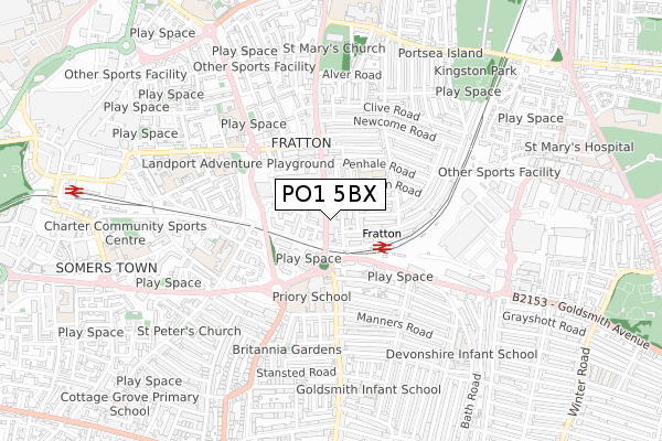 PO1 5BX map - small scale - OS Open Zoomstack (Ordnance Survey)