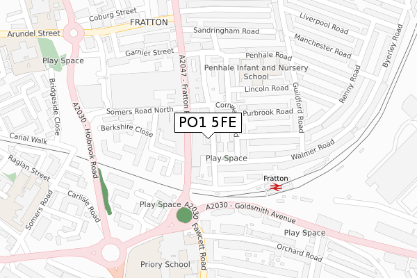 PO1 5FE map - large scale - OS Open Zoomstack (Ordnance Survey)