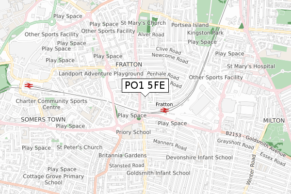 PO1 5FE map - small scale - OS Open Zoomstack (Ordnance Survey)