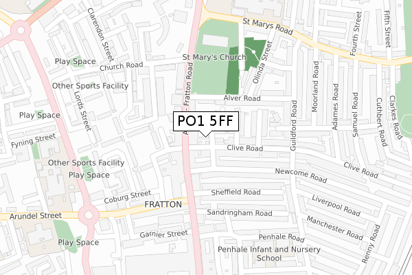 PO1 5FF map - large scale - OS Open Zoomstack (Ordnance Survey)