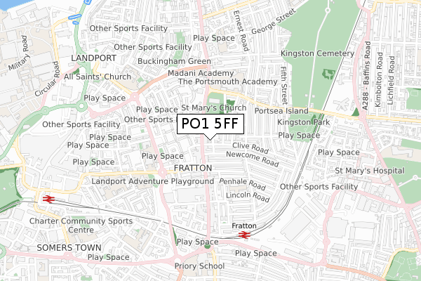 PO1 5FF map - small scale - OS Open Zoomstack (Ordnance Survey)