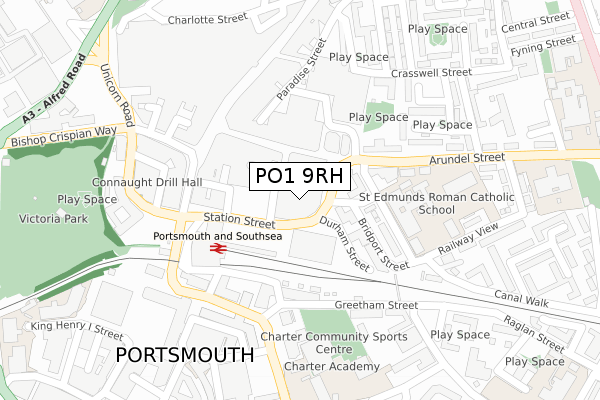 PO1 9RH map - large scale - OS Open Zoomstack (Ordnance Survey)