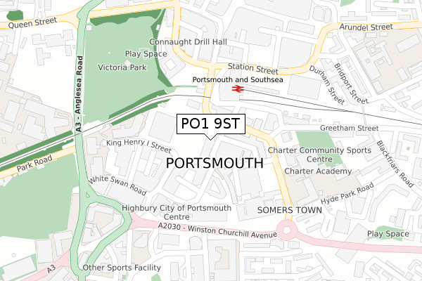 PO1 9ST map - large scale - OS Open Zoomstack (Ordnance Survey)