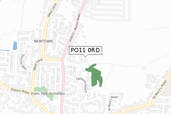 PO11 0RD map - large scale - OS Open Zoomstack (Ordnance Survey)