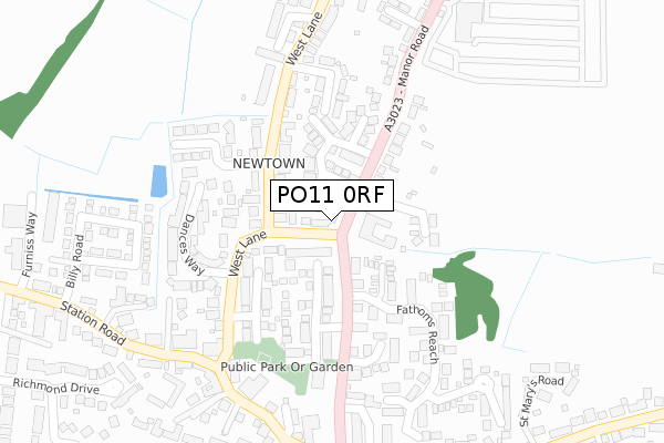 PO11 0RF map - large scale - OS Open Zoomstack (Ordnance Survey)