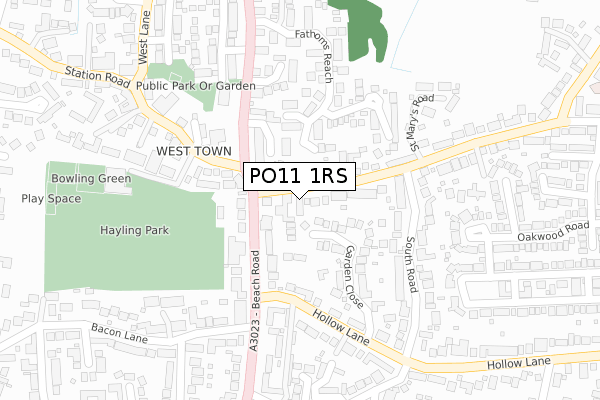 PO11 1RS map - large scale - OS Open Zoomstack (Ordnance Survey)