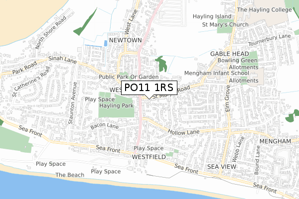 PO11 1RS map - small scale - OS Open Zoomstack (Ordnance Survey)