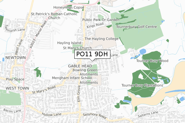 PO11 9DH map - small scale - OS Open Zoomstack (Ordnance Survey)