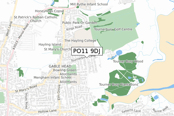 PO11 9DJ map - small scale - OS Open Zoomstack (Ordnance Survey)