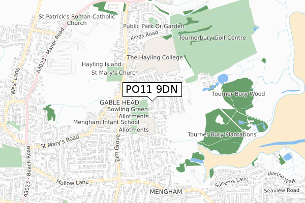 PO11 9DN map - small scale - OS Open Zoomstack (Ordnance Survey)