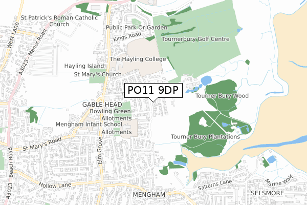 PO11 9DP map - small scale - OS Open Zoomstack (Ordnance Survey)