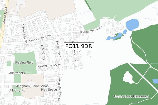 PO11 9DR map - large scale - OS Open Zoomstack (Ordnance Survey)