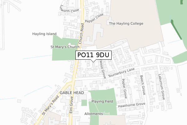 PO11 9DU map - large scale - OS Open Zoomstack (Ordnance Survey)