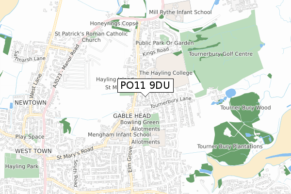 PO11 9DU map - small scale - OS Open Zoomstack (Ordnance Survey)