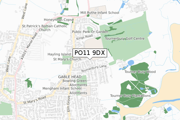 PO11 9DX map - small scale - OS Open Zoomstack (Ordnance Survey)