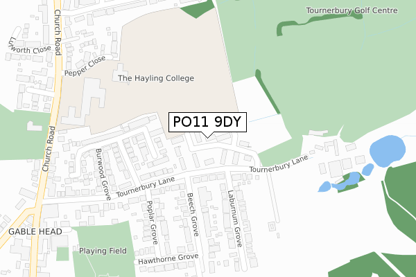 PO11 9DY map - large scale - OS Open Zoomstack (Ordnance Survey)