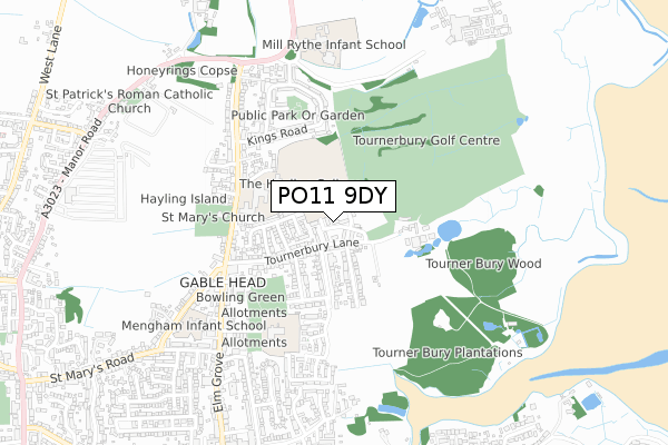 PO11 9DY map - small scale - OS Open Zoomstack (Ordnance Survey)