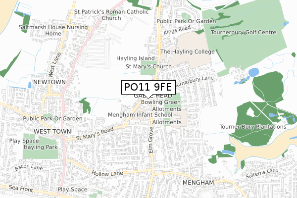 PO11 9FE map - small scale - OS Open Zoomstack (Ordnance Survey)