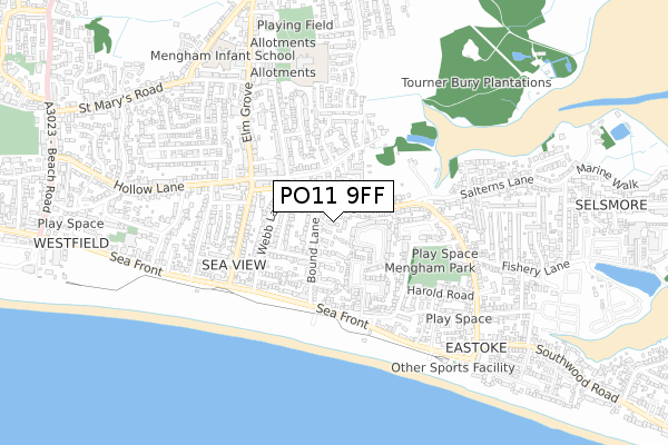 PO11 9FF map - small scale - OS Open Zoomstack (Ordnance Survey)