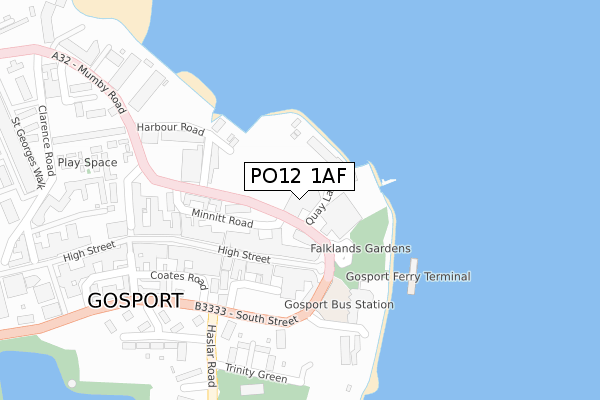 PO12 1AF map - large scale - OS Open Zoomstack (Ordnance Survey)