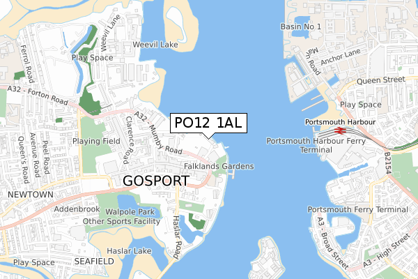 PO12 1AL map - small scale - OS Open Zoomstack (Ordnance Survey)