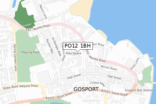 PO12 1BH map - large scale - OS Open Zoomstack (Ordnance Survey)