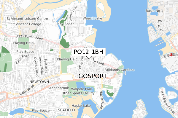 PO12 1BH map - small scale - OS Open Zoomstack (Ordnance Survey)