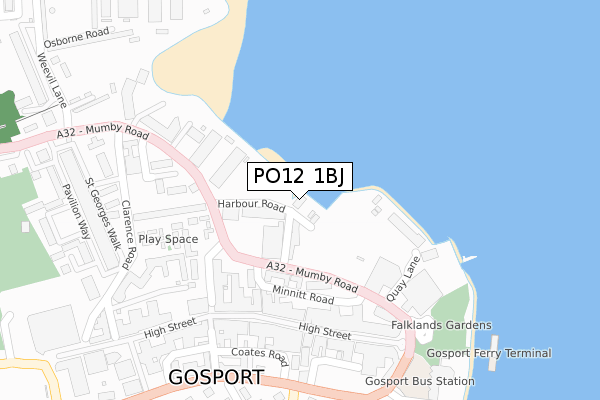 PO12 1BJ map - large scale - OS Open Zoomstack (Ordnance Survey)