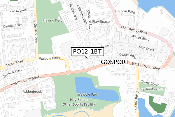 PO12 1BT map - large scale - OS Open Zoomstack (Ordnance Survey)