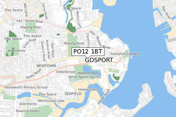 PO12 1BT map - small scale - OS Open Zoomstack (Ordnance Survey)