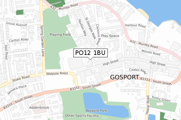 PO12 1BU map - large scale - OS Open Zoomstack (Ordnance Survey)